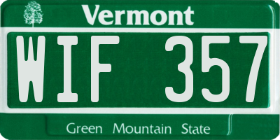 VT license plate WIF357