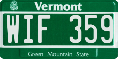 VT license plate WIF359