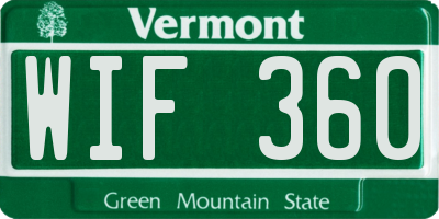 VT license plate WIF360