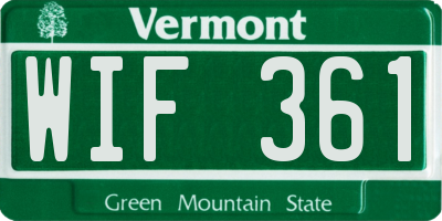 VT license plate WIF361