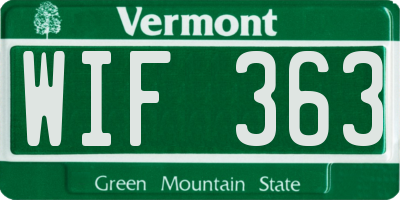 VT license plate WIF363