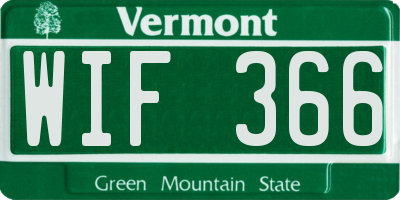 VT license plate WIF366