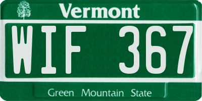 VT license plate WIF367