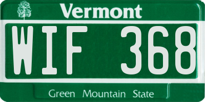 VT license plate WIF368