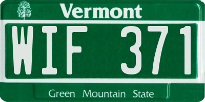 VT license plate WIF371