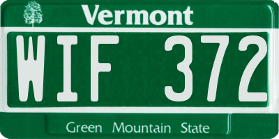 VT license plate WIF372