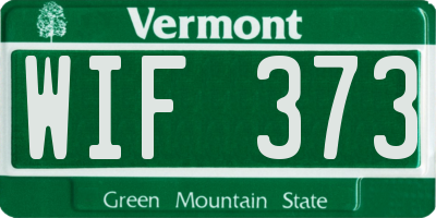 VT license plate WIF373