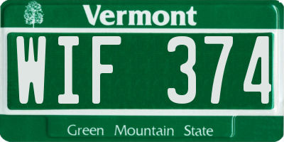 VT license plate WIF374