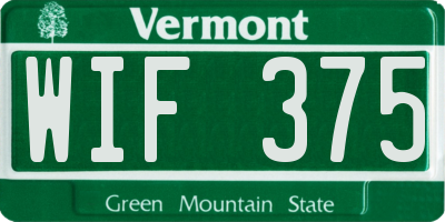 VT license plate WIF375