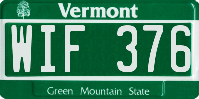 VT license plate WIF376