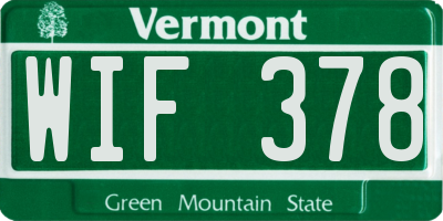 VT license plate WIF378