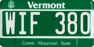 VT license plate WIF380