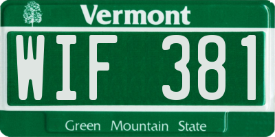 VT license plate WIF381