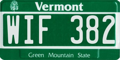 VT license plate WIF382