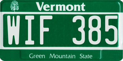 VT license plate WIF385