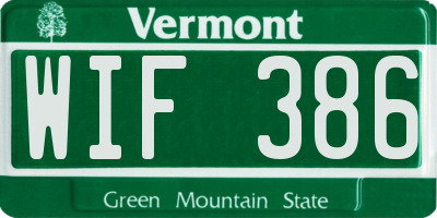 VT license plate WIF386