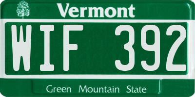 VT license plate WIF392