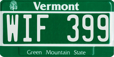 VT license plate WIF399