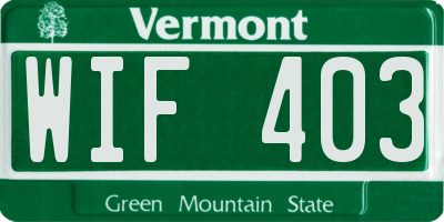 VT license plate WIF403