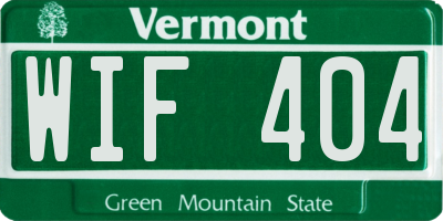 VT license plate WIF404