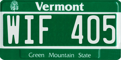 VT license plate WIF405