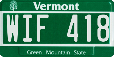VT license plate WIF418