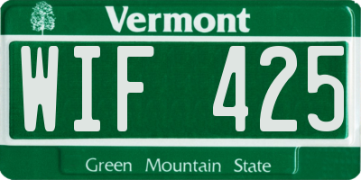 VT license plate WIF425