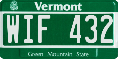 VT license plate WIF432