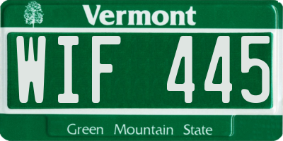 VT license plate WIF445