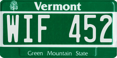 VT license plate WIF452