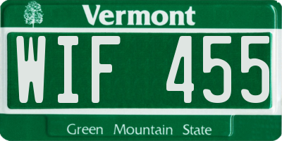 VT license plate WIF455