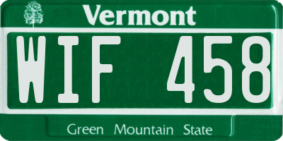 VT license plate WIF458