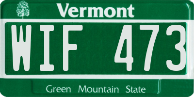 VT license plate WIF473