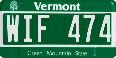 VT license plate WIF474