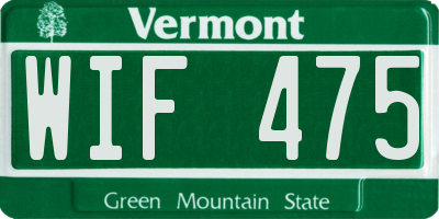 VT license plate WIF475