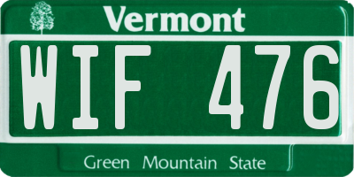 VT license plate WIF476