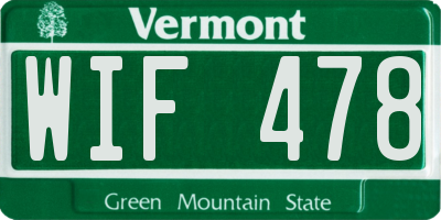 VT license plate WIF478