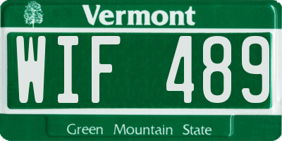 VT license plate WIF489