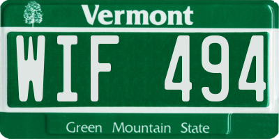 VT license plate WIF494