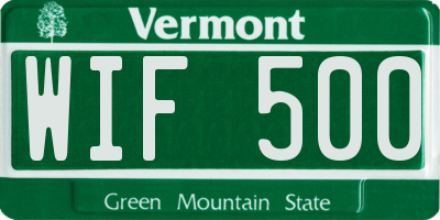 VT license plate WIF500