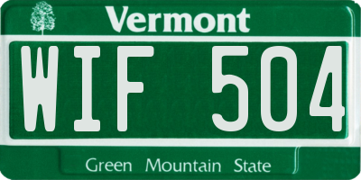 VT license plate WIF504