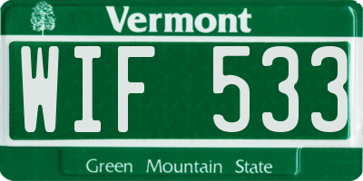 VT license plate WIF533