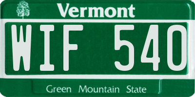 VT license plate WIF540