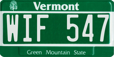 VT license plate WIF547