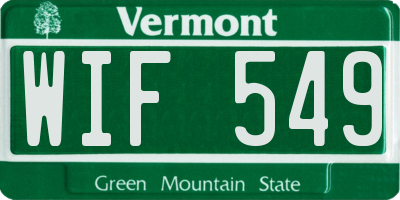 VT license plate WIF549