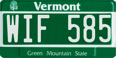 VT license plate WIF585