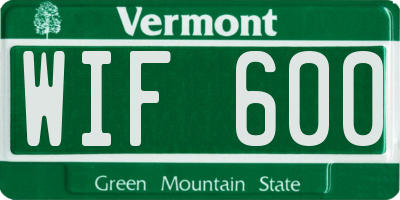 VT license plate WIF600