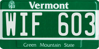 VT license plate WIF603
