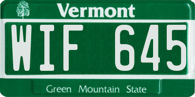 VT license plate WIF645