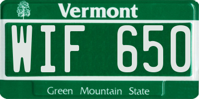 VT license plate WIF650